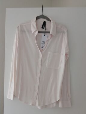 bobi Pale Pink Long Sleeve Button-Down Shirt Nwt XL